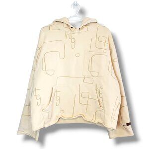 Honor The Gift Raw Hem Hoodie Sweater Cream Size L